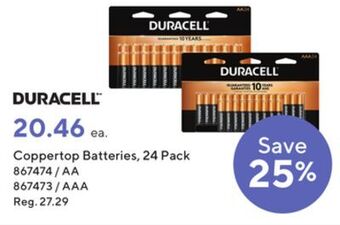 Staples Duracell coppertop aa alkaline batteries offer