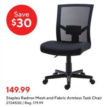 Staples Staples radnor mesh and fabric armless task chair offer