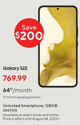 Staples Samsung unlocked smartphones, 128 gb offer