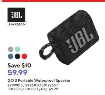 Staples Jbl go 3 portable waterproof speaker offer