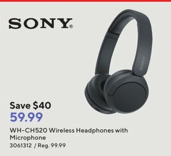 Staples Sony whch520/b wireless headphones with microphone offer