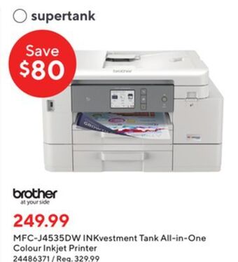Staples Brother mfc-j4535dw inkvestment tank all-in-one colour inkjet printer offer