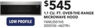 Lowe's Whirlpool 1.1.cu.ft.over.the-range microwave hood offer