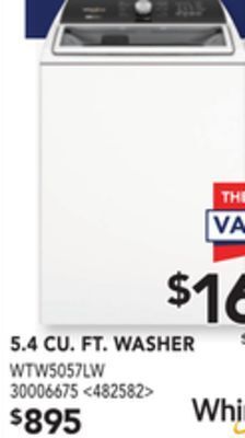 Lowe's Whirlpool 5.4 cu. ft. washer offer