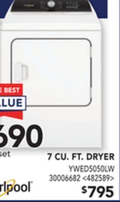 Lowe's Whirlpool 7 cu. ft. dryer offer