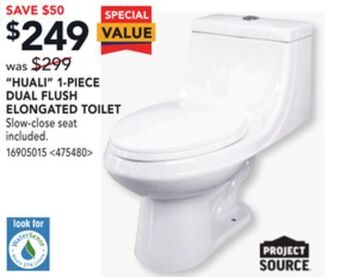 Lowe's Project source huali 1-piece dual flush elongated toilet offer