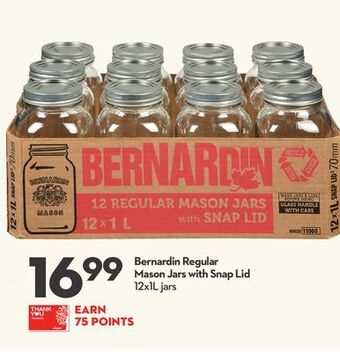 Longo's Bernardin regular mason jars with snap lid offer