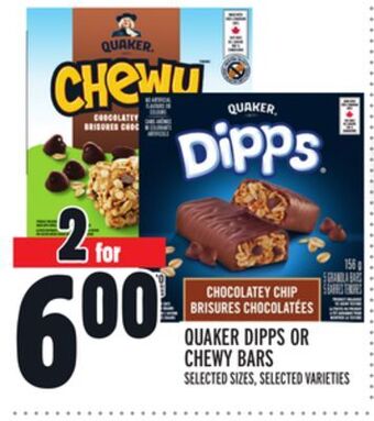 Metro Quaker dipps or chewy bars offer