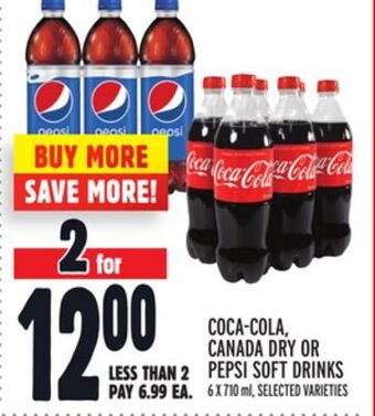 Metro Coca-cola, canada dry or pepsi soft drinks offer