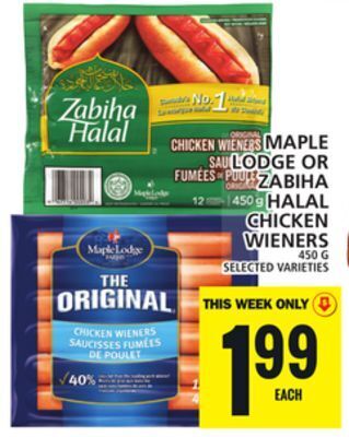 Food Basics Maple  lodge or zabiha halal chicken wieners offer