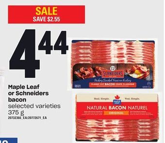 Independent Grocer Maple leaf or schneiders bacon, 375 g offer