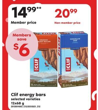 Independent Grocer Clif energy bars, 12x68 g offer