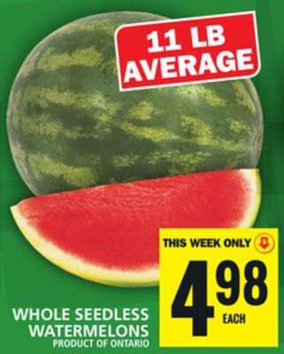 Food Basics Whole seedless watermelons offer
