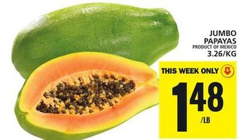 Food Basics Jumbo papayas offer