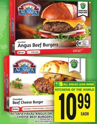 Food Basics Al safa halal angus or cheese beef burgers offer