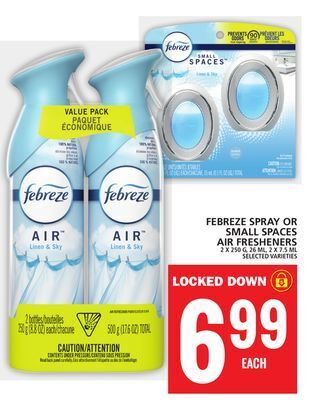 Food Basics Febreze spray or small spaces air fresheners offer