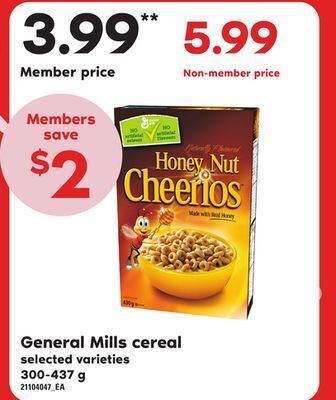 Loblaws General mills cereal, 300-437 g offer