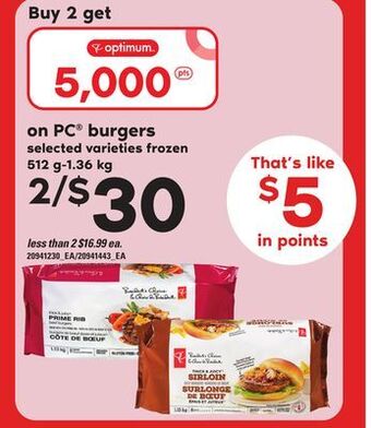 Loblaws Pc® burgers, 512 g-1.36 kg offer