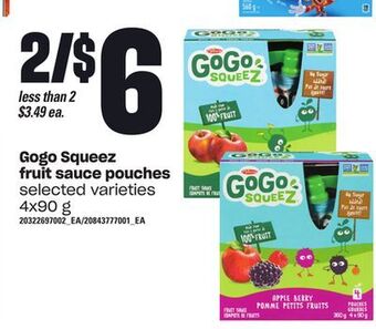 Loblaws Gogo squeez fruit sauce pouches, 4x90 g offer