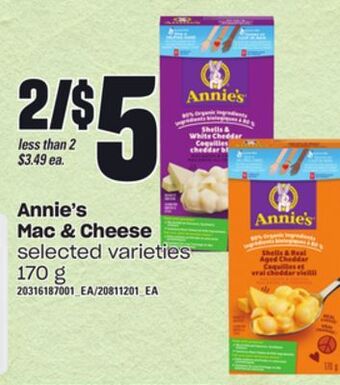 Loblaws Annie's mac & cheese, 170 g offer