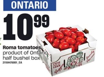 Loblaws Roma tomatoes, half bushel box offer