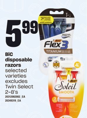 Loblaws Bic disposable razors, 2-8's offer
