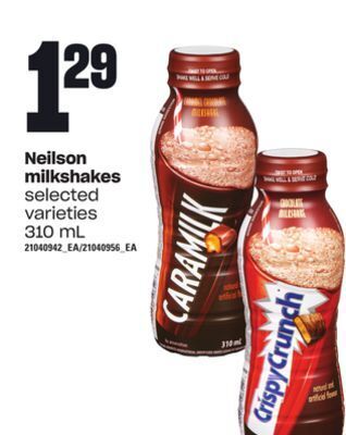 Loblaws Neilson milkshakes, 310 ml offer