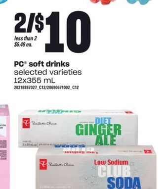 Loblaws Pc® soft drinks, 12x355 ml offer