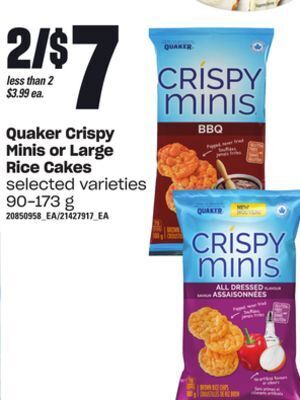 Loblaws Quaker crispy minis or large rice cakes, 90-173 g offer
