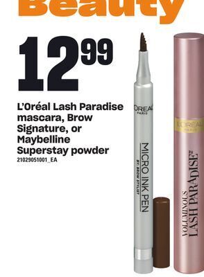 Loblaws L'oréal lash paradise mascara, brow signature, or maybelline superstay powder offer