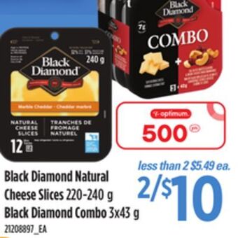 Loblaws Black diamond natural cheese slices, 220-240 g black diamond combo, 3x43 g offer