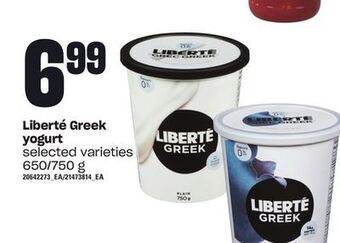 Loblaws Liberté greek yogurt, 650/750 g offer