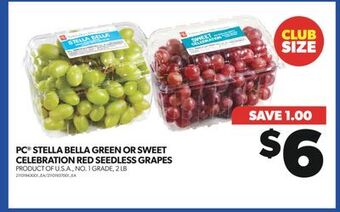 Real Canadian Superstore Pc® stella bella green or sweet celebration red seedless grapes, 2 lb offer