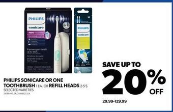 Real Canadian Superstore Philips sonicare or one toothbrush, 1 ea. or refill heads, 2-5's offer