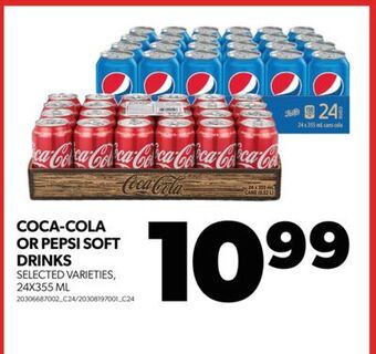 Real Canadian Superstore Coca-cola or pepsi soft drinks, 24x355 ml offer