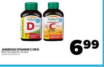 Real Canadian Superstore Jamieson vitamins c or d, 75-240's offer