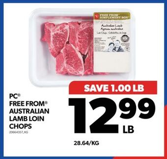 Real Canadian Superstore Pc® free from® australian lamb loin chops offer
