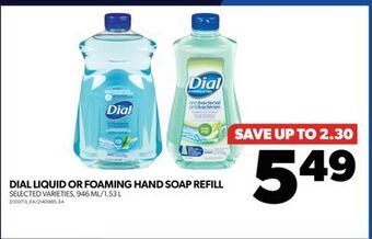 Real Canadian Superstore Dial liquid or foaming hand soap refill, 946 ml/1.53 l offer