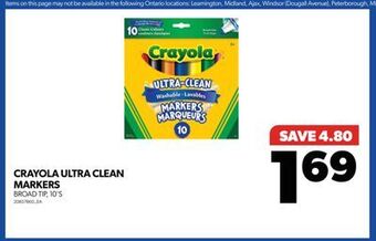 Real Canadian Superstore Crayola ultra clean markers, broad tip, 10's offer