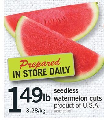 Fortinos Seedless watermelon cuts offer