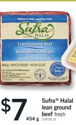 Fortinos Sufra® halal lean ground beef, 454 g offer