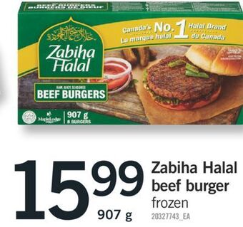 Fortinos Zabiha halal beef burger, 907 g offer
