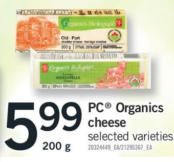 Fortinos Pc® organics cheese 200 g offer