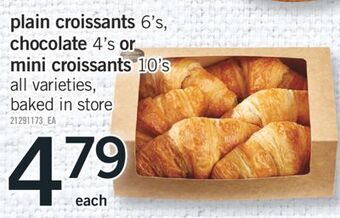 Fortinos Plain croissants 6's, chocolate 4's or mini croissants 10's offer