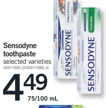 Fortinos Sensodyne toothpaste 75/100 ml offer