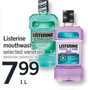 Fortinos Listerine mouthwash, 1 l offer