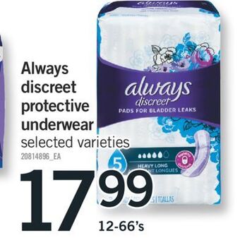 Fortinos Always discreet protective underwear, 12-66's offer