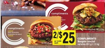 Foodland Compliments burgers selected varieties 851 g - 1.13 kg offer