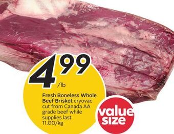 Sobeys Fresh boneless whole beef brisket offer
