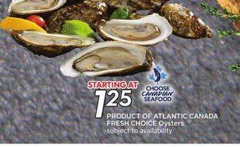 Sobeys Fresh choice oysters offer
